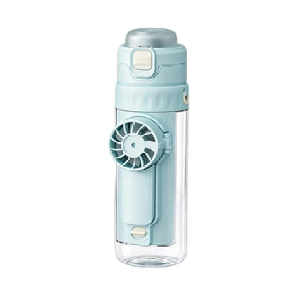 610 ML Mist Fan Water Bottle Leak-proof Creative Sports Drinking Bottle Plastic Detachable Fan Summer Handheld Fan