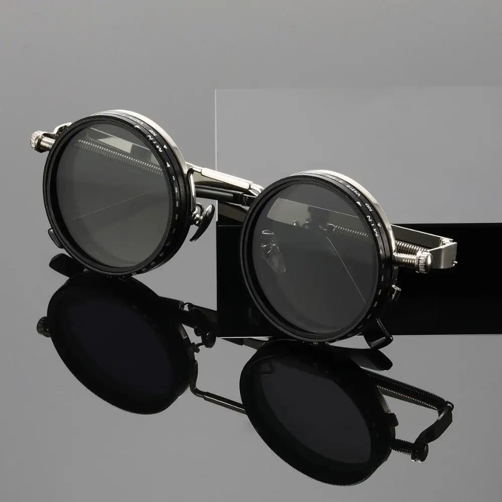 Clarity ND9 Anti-UV Sunglasses 9 Level Dimming Retro Adjustable Dimming Sunglasses Comfort Fit Round Outdoor Eyewear Fishing