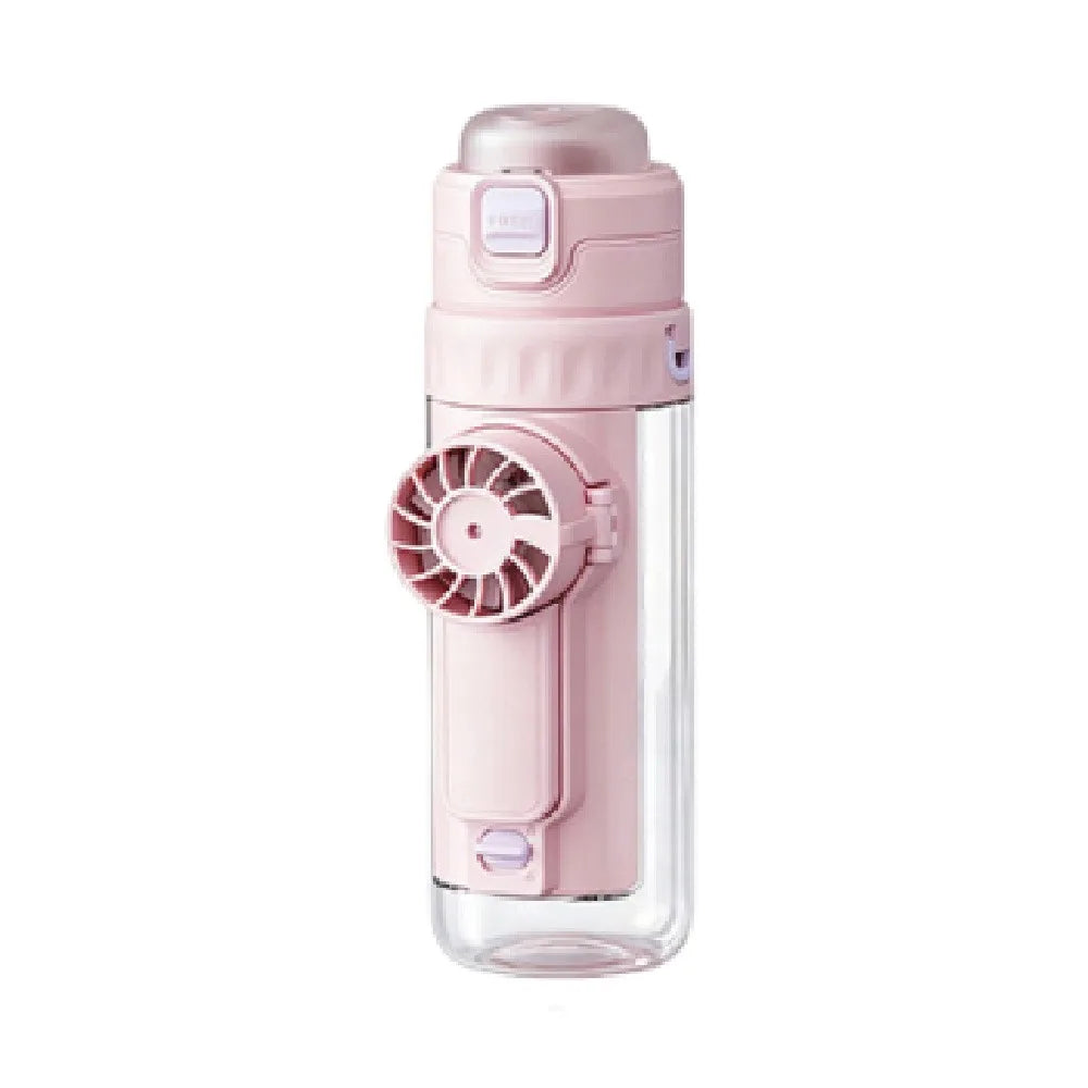 610 ML Mist Fan Water Bottle Leak-proof Creative Sports Drinking Bottle Plastic Detachable Fan Summer Handheld Fan