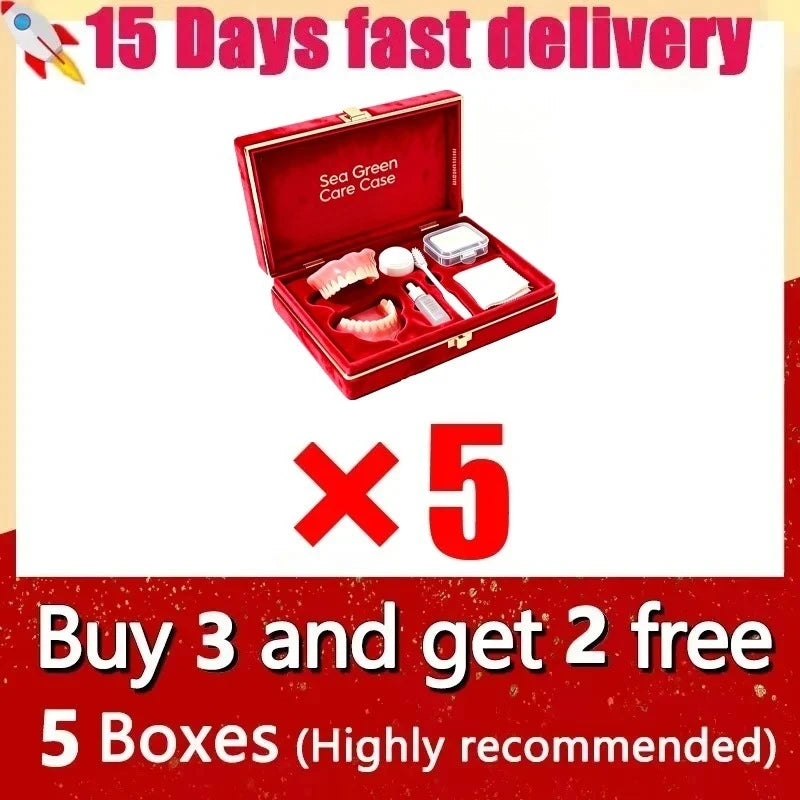 Premium Full Mouth Silicone Dentures for Adults Soft Reline False Teeth Set with Storage Box Toothbrush Removal Hook