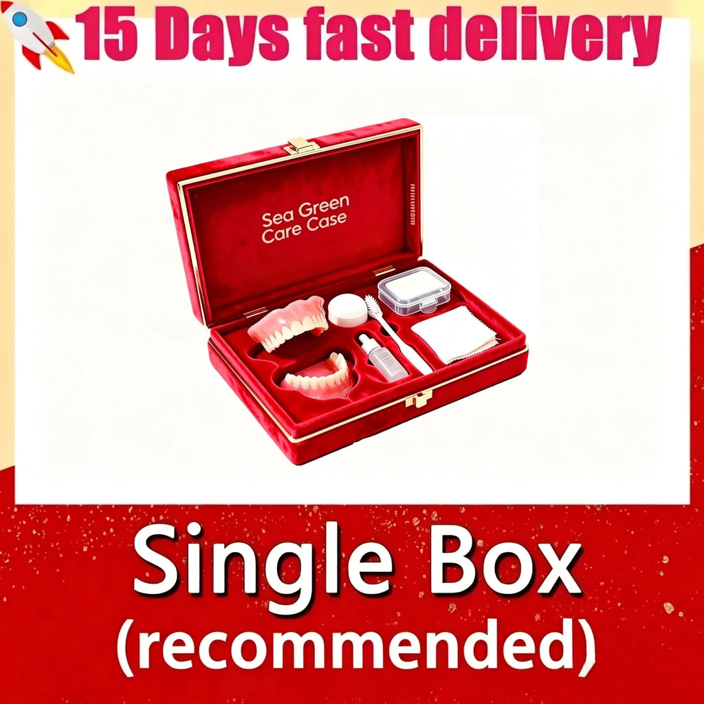 Premium Full Mouth Silicone Dentures for Adults Soft Reline False Teeth Set with Storage Box Toothbrush Removal Hook