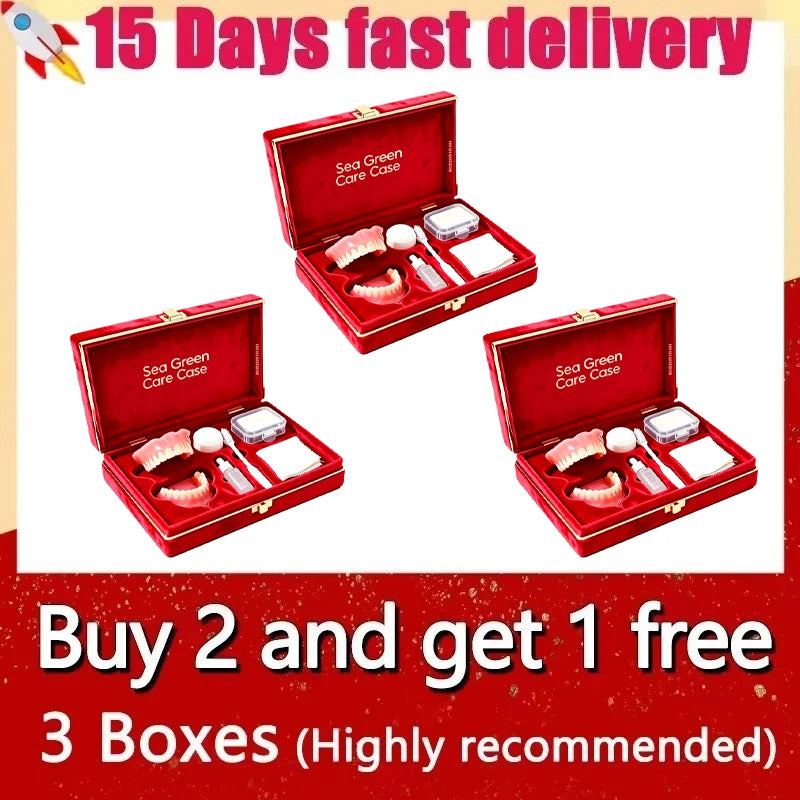 Premium Full Mouth Silicone Dentures for Adults Soft Reline False Teeth Set with Storage Box Toothbrush Removal Hook